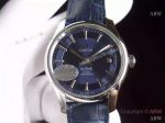 Swiss Grade Omega De Ville Fake Watch SS Blue Leather 8500 Movement